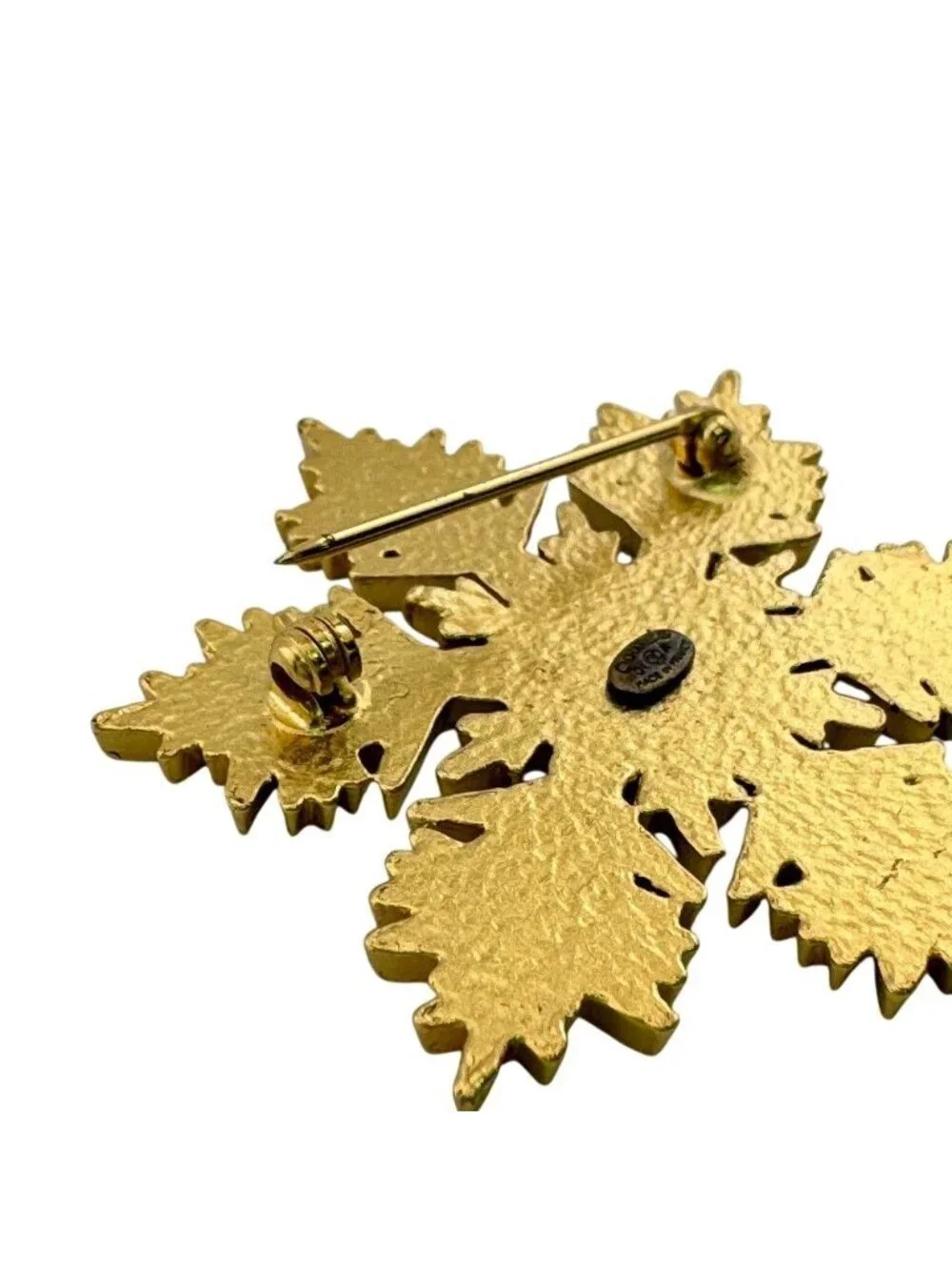 Chanel CC Logo Snowflake Brooch Gold